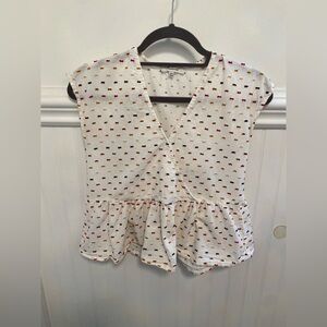 Madewell White Top with Red and Orange Dots